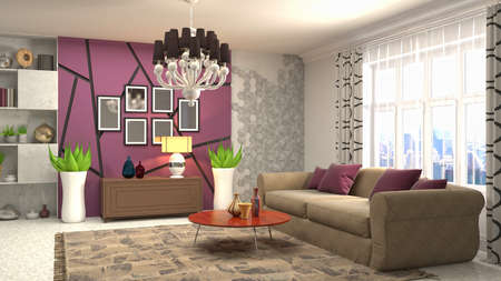 Interior of the living room. 3D illustration.の写真素材