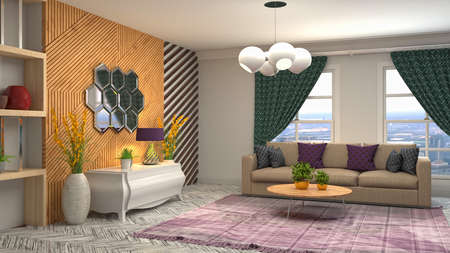 Interior of the living room. 3D illustration.の写真素材