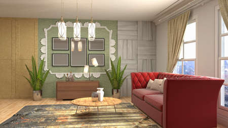 Interior of the living room. 3D illustration.の写真素材