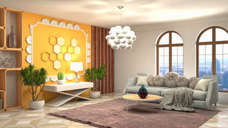 Interior of the living room. 3D illustration.の写真素材