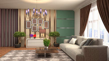 Interior of the living room. 3D illustration.の写真素材