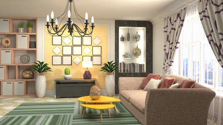 Interior of the living room. 3D illustration.の写真素材