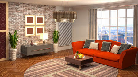 Interior of the living room. 3D illustration.の写真素材