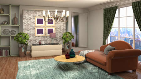 Interior of the living room. 3D illustration.の写真素材