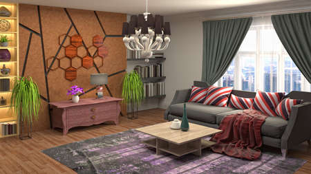 Interior of the living room. 3D illustration.の写真素材