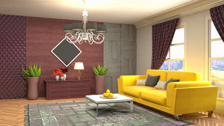 Interior of the living room. 3D illustration.の写真素材