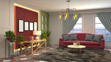 Interior of the living room. 3D illustration.の写真素材