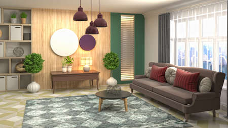 Interior of the living room. 3D illustration.の写真素材
