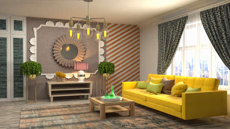 Interior of the living room. 3D illustration.の写真素材