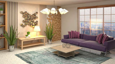 Interior of the living room. 3D illustration.の写真素材