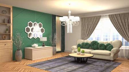 Interior of the living room. 3D illustration.の写真素材