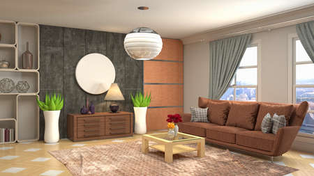 Interior of the living room. 3D illustration.の写真素材