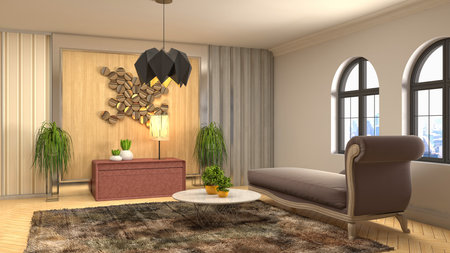Interior of the living room. 3D illustration.の写真素材