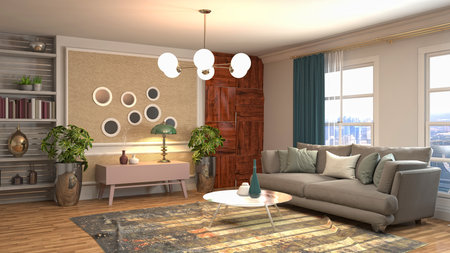 Interior of the living room. 3D illustration.の写真素材