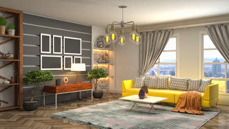 Interior of the living room. 3D illustration.の写真素材