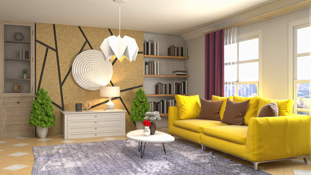 Interior of the living room. 3D illustration.の写真素材