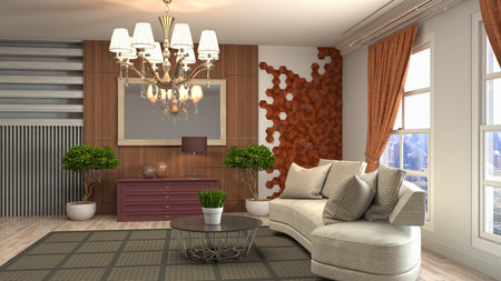 Interior of the living room. 3D illustration.の写真素材