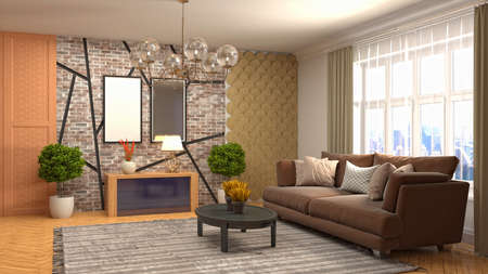 Interior of the living room. 3D illustration.の写真素材