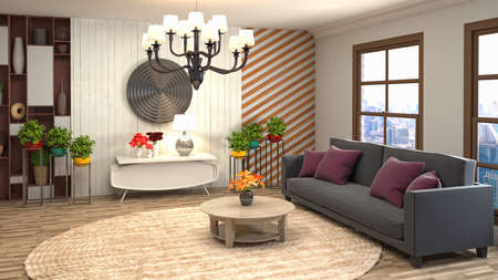 Interior of the living room. 3D illustration.の写真素材