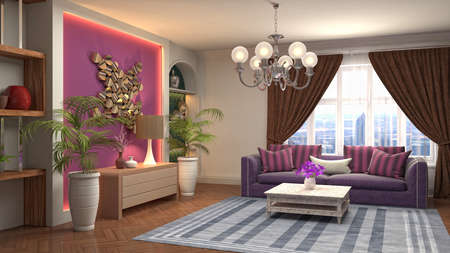 Interior of the living room. 3D illustration.の写真素材