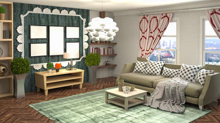 Interior of the living room. 3D illustration.の写真素材