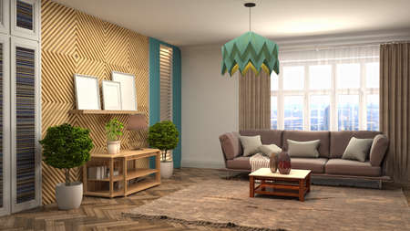 Interior of the living room. 3D illustration.の写真素材