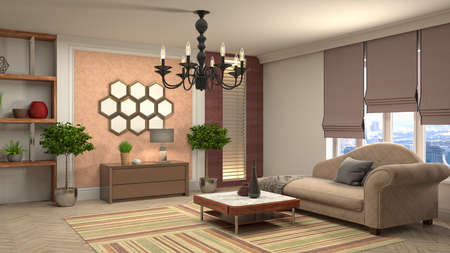 Interior of the living room. 3D illustration.の写真素材