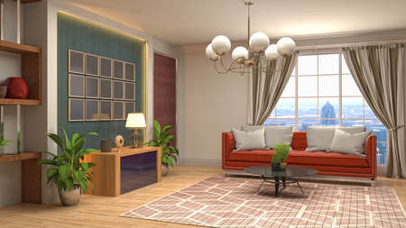 Interior of the living room. 3D illustration.の写真素材