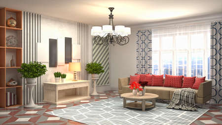 Interior of the living room. 3D illustration.の写真素材