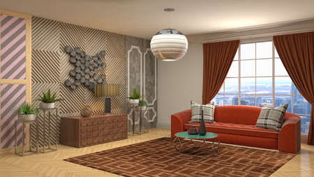 Interior of the living room. 3D illustration.の写真素材