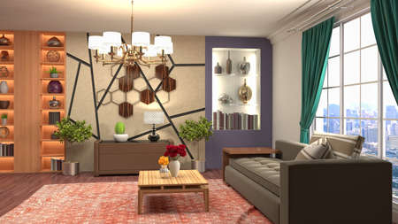Interior of the living room. 3D illustration.の写真素材