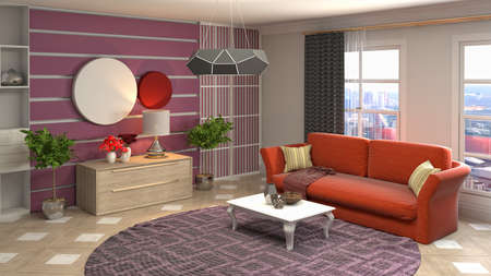 Interior of the living room. 3D illustration.の写真素材