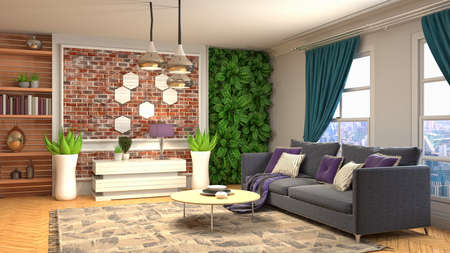 Interior of the living room. 3D illustration.の写真素材