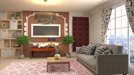 Interior of the living room. 3D illustration.の写真素材