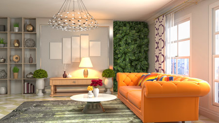 Interior of the living room. 3D illustration.の写真素材