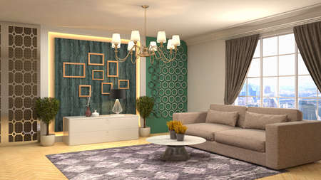 Interior of the living room. 3D illustration.の写真素材