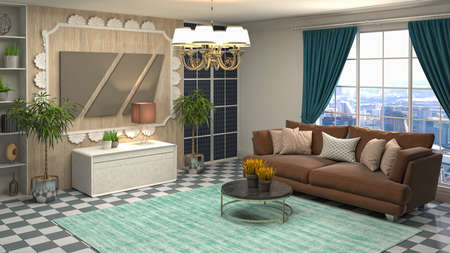 Interior of the living room. 3D illustration.の写真素材