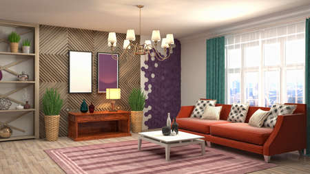 Interior of the living room. 3D illustration.の写真素材
