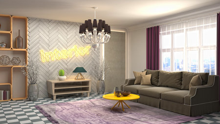 Interior of the living room. 3D illustration.の写真素材
