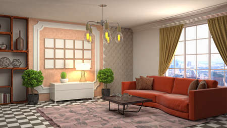 Interior of the living room. 3D illustration.の写真素材