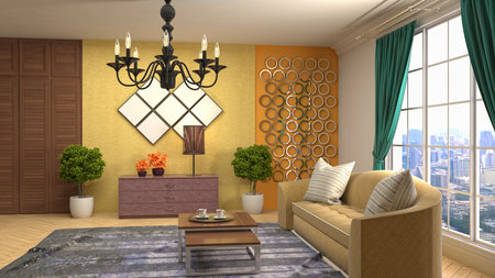 Interior of the living room. 3D illustration.の写真素材