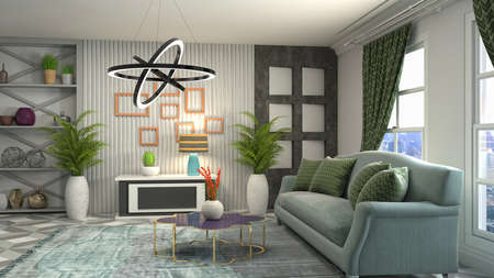 Interior of the living room. 3D illustration.の写真素材
