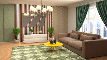 Interior of the living room. 3D illustration.の写真素材