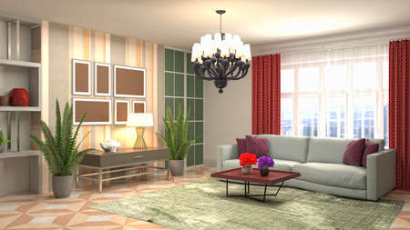 Interior of the living room. 3D illustration.の写真素材