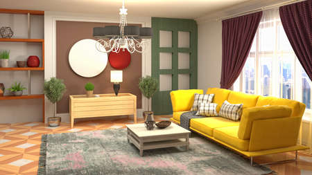 Interior of the living room. 3D illustration.の写真素材