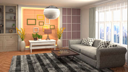 Interior of the living room. 3D illustration.の写真素材