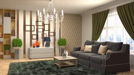 Interior of the living room. 3D illustration.の写真素材