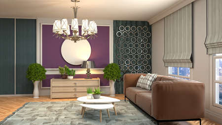 Interior of the living room. 3D illustration.の写真素材