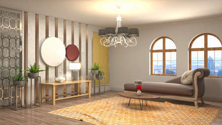 Interior of the living room. 3D illustration.の写真素材