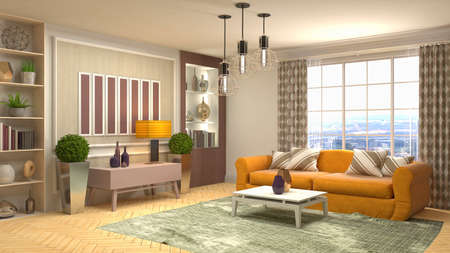 Interior of the living room. 3D illustration.の写真素材